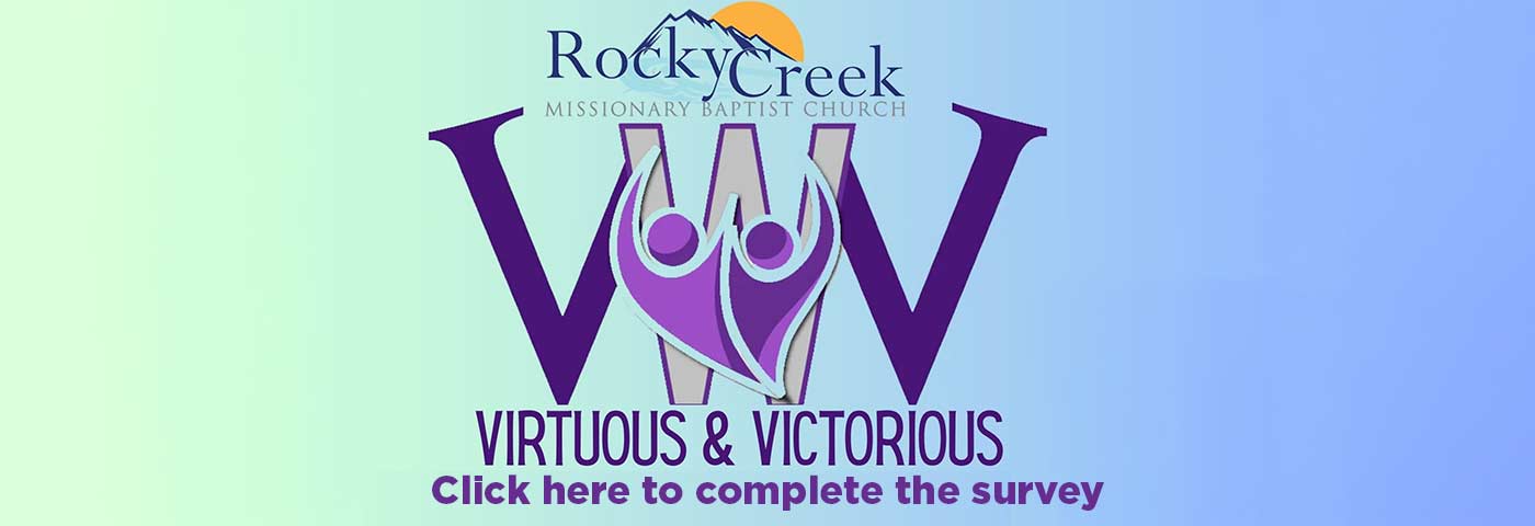 a banner advertising the Virtuous and Victorious Survey. Click for more informaitoin