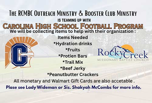 advertisement for the booster club raing donations for Carolina High School